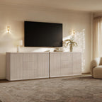 SICOTAS Buffet Cabinet with Storage 54.7" Large Modern Accent Storage Cabinet with Doors and Shelves Fluted Sideboard Credenza Buffet Table Coffee Bar for Living Room Kitchen Dining Room, White Alder