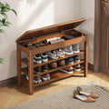 IUNVR Shoe Rack Bench Seat Rubberwood 3-Tier Wooden Storage Bench 550lbs Compact Mid-Century Modern Design for Entryway, Hallway, Closet, Front Door Entrance, Foyer