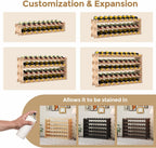 Stackable Wine Rack - 6-Tier Wobble-Free Modular Wine Holder, Freestanding Wooden Wine Storage Shelf for 750ML Bordeaux/Riesling/Burgundy Bottles, Fit Kitchen Cellar Gift for Wine Lovers(54 Bottle)