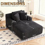 Avenix 66" Oversized Boneless Chaise Lounge Chair Indoor, Cloud Corduroy Reading Chair Deep Seat Sofa Couch Bed with 3 Pillows for Living Room, No Assembly Required, Black