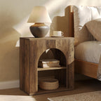 LITTLE TREE 3-Tier End Table, Small Wooden Side Table with Open Storage Shelf for Living Room, Rustic Narrow Night Stand, Bedside Table for Bedroom, Small Space, Easy Assembly