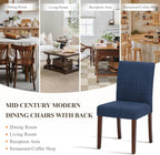 Upholstered Parsons Dining Chairs Set of 4, Modern Dining Room Chairs with Back, Fabric Kitchen Side Chairs with Wood Legs for Dinner Farmhouse Restaurant, Blue