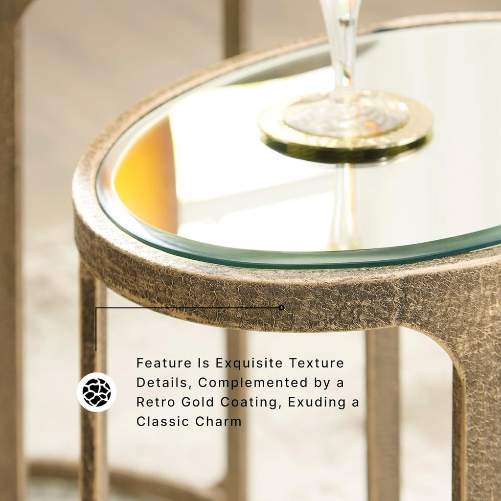 Signature Design by Ashley Irmaleigh Classic Nesting Accent Table Set with Mirrored Tabletops, Set of 2, Metallic