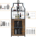 Corner Wine Cabinet Removable Design with Glass Shelves Mesh Doors Compact Sideboard and Buffet Cabinet Ideal for Home Bar and Living Room Storage