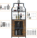 GAOMON Wine Corner Cabinet with Removable Wine Rack, Wine Cabinet and Wine Glass Bar Cabinet with Glass Rack and Mesh Door, Wine Cabinet with Reasonable Functional Partitioning (Retro Brown)