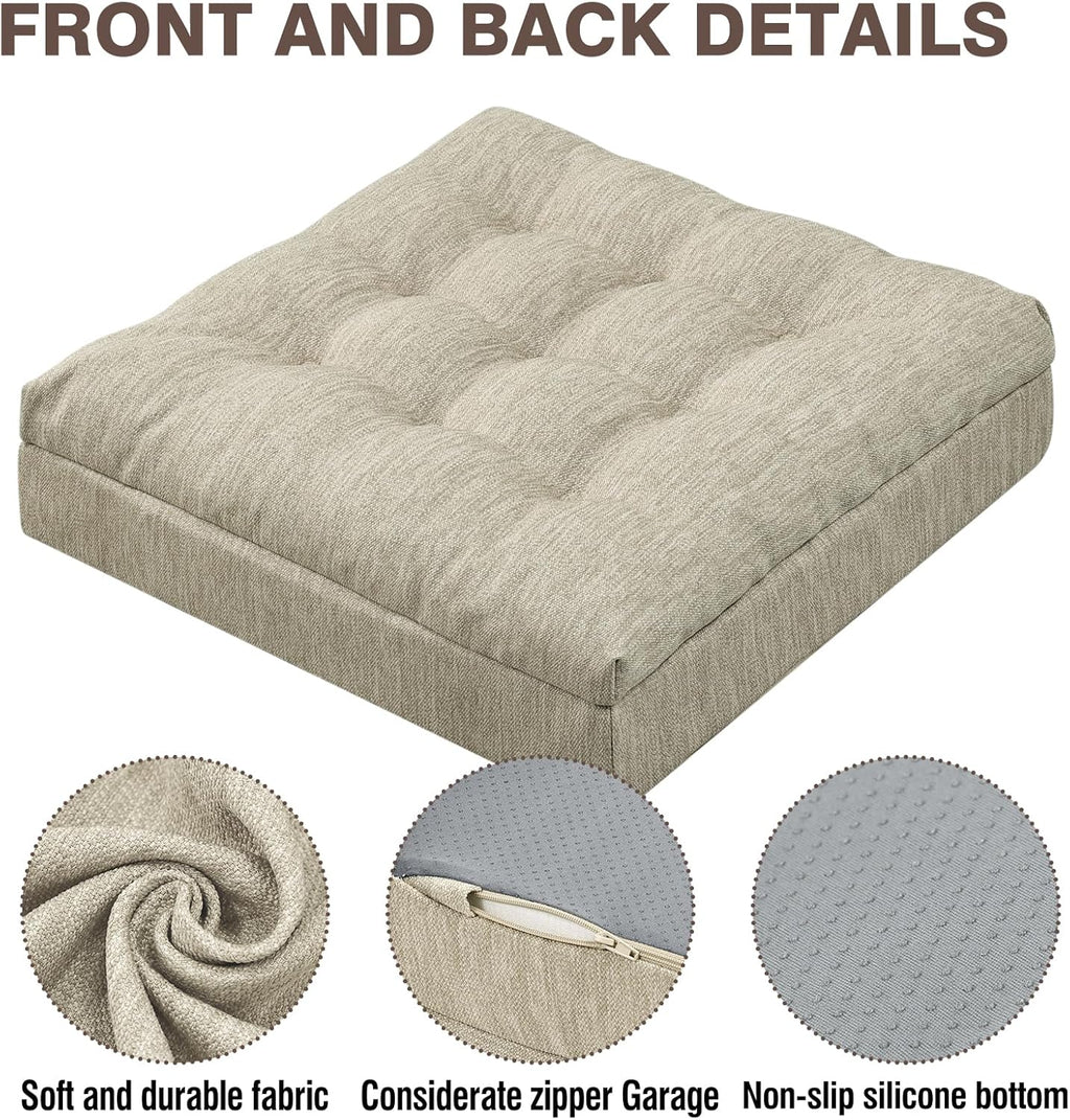 Shinnwa Memory Foam Recliner Cushion for Elderly, Dual-Layer Foam Chair Pad, Patented Design Extra Large Seat Cushion for Couch, Armchair, Wicker Chairs, Floor, 20 × 20 × 5in, Beige