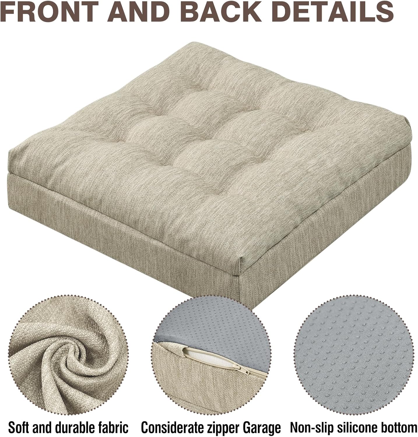 Shinnwa Memory Foam Recliner Cushion for Elderly, Dual-Layer Foam Chair Pad, Patented Design Extra Large Seat Cushion for Couch, Armchair, Wicker Chairs, Floor, 20 × 20 × 5in, Beige