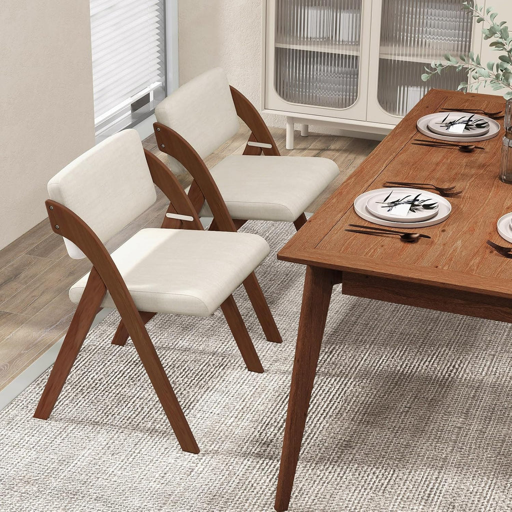 Byroce Folding Dining Chairs Set of 2, Non-Assembly Wood Kitchen Chairs with Upholstered Seat & Backrest, Portable Farmhouse Accent Furniture for Party, Wedding, Home Office, Walnut (1)