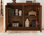 LKTART Mid Century Modern Sideboard Buffet Storage Cabinet, Narrow Credenza Entryway Cabinet with 2 Doors,Media Console Table for Living Room,Hallway-Walnut,2 Piece