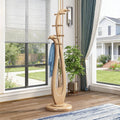 Heavy Duty Solid Wood Coat Rack Freestanding, 67" Artistic Curved Coat Tree with 12 Anti‑Slip Hooks & Stable Base, Sturdy Coat Hanger Stand for Entryway, Bedroom & Office, Vintage Natural Wood