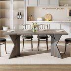 GarveeHome 70.9'' Dining Table for 6, Farmhouse Rectangular Kichen Table with Sturdy Frame and “V” Leg, Wooden Thickened Long Desk and Dinner Desk for Dining Room, Kitchen, Office, Game Room(Grey)
