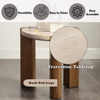 Acme Furniture Leonardo End Table in Travertine Top & Dark Oak