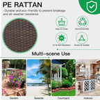 ECOTOUGE Rattan Bar Stools Set of 2, Patio Wicker Barstools with Cushions, Patio Bar Chairs Armless for Backyard, Poolside, Deck (Brown)