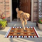 Tinideya 2 Pcs Independence Day Door Mat Patriotic Welcome Non Slip Coir Mats 4th of July Bow Star Floor Layering Doormats Seasonal for Front Porch Entryway Decor(Bow)