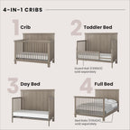 Child Craft Denman Crib, Dresser, Chest, and Nightstand 4-Piece Nursery Set, Grows with Your Baby (Crescent Gray)