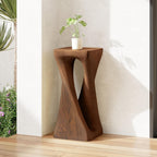 IRONORA Twisted Hollow Wood Grain Pedestal Side Table, Rustic Hourglass Sculpture Accent End Table, Heavy Duty Decorative Console Table for Entryway Living Room Wabi Sabi Farmhouse Decor