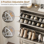 IDEALHOSUE Shoe Cabinet Storage for Entryway, Slim Shoe Storage Cabinet with 3 Flip Drawers, Freestanding Hidden Narrow Shoe Organizer Cabinet with Hooks for Entrance, Foyer, Hallway, Gray