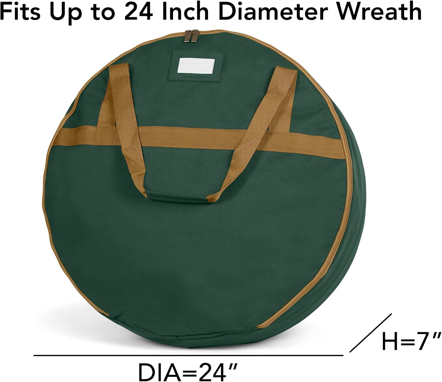 Covermates Keepsakes Wreath Storage Bag – Heavy-Duty Polyester with Buckle Straps & Interior Pouch – Protective Holiday Wreath Organizer with Handles, D-Ring & Label Window, Green
