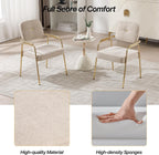 HENGJIANYI Accent Chair Dining Chair Set of 2, Chenille Upholstered Armchair Reading Side Chair, Comfy Living Room Chair with Gold Metal Legs for Bedroom Waiting Room, Beige