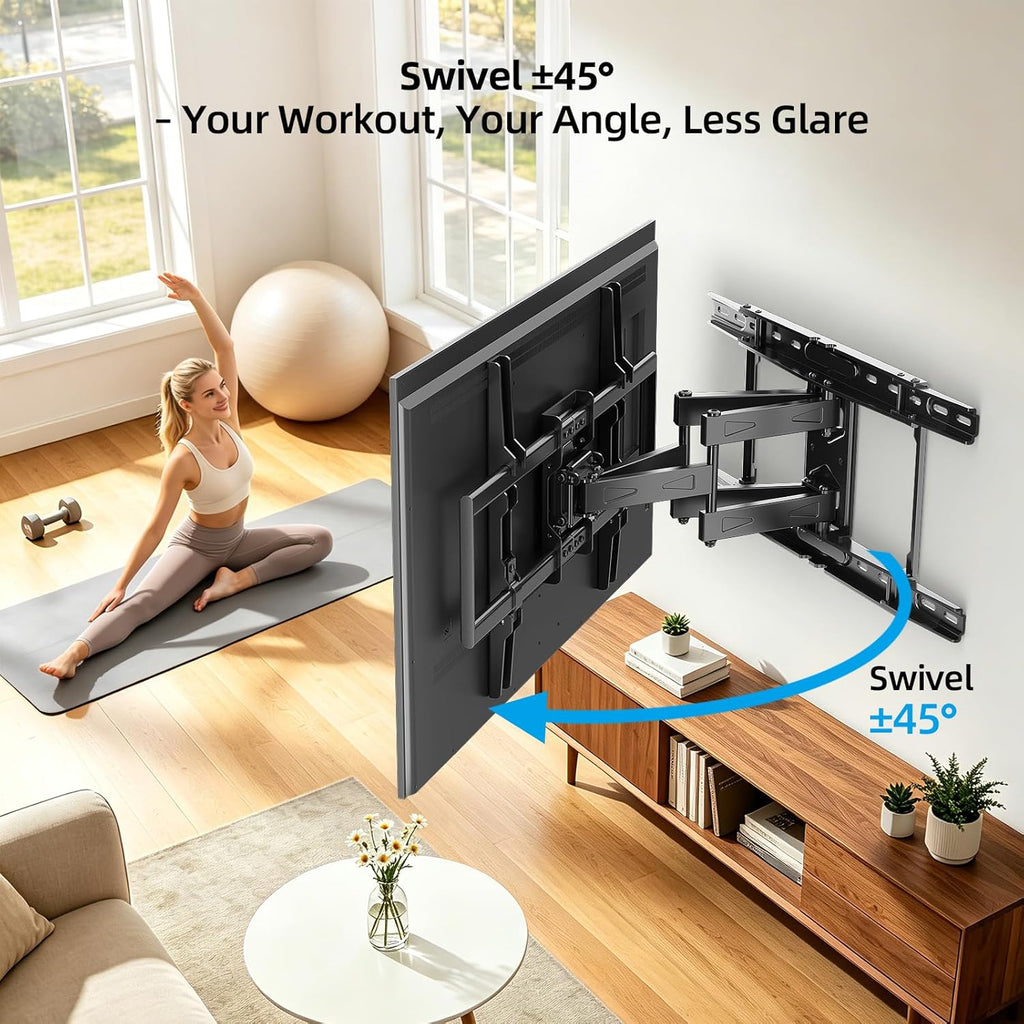 HOME VISION Full Motion Articulating TV Wall Mount for 37-90 Inch TVs up to 176 lbs, Fits 24" Wood Studs (8-24"), Heavy Duty TV Bracket & Mounts, Extendable Arm & Swivel Tilt Level, Max 600x400mm VESA