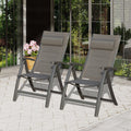 Domi Patio Outdoor Sling Chairs Set of 2 with Moveable Headrest, Folding Chairs Outdoor Reclining Camping Chairs with Armrest Adjustable High Backrest and Padded Textilene Fabric Seat
