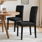 CHUN YI Upholstered Dining Chairs Set of 4, Fabric Dining Room Chairs with Solid Wood Legs, Modern Parson Chairs for Kitchen, Restaurant, Hotel, Black