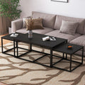 Nesting Coffee Tables,3 Piece Living Room Coffee Table,Industrial Rectangular Coffee Table Set,End Table Side Tables for Living Room Bedroom(Black)