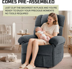 Korser Recliner Chair for Living Room, Manual Recliner with Thick Upholstered & Side Pockets, Small Recliner for Small Spaces, Lounge Chair for Nursery Bedroom Apartment RV, Chenille