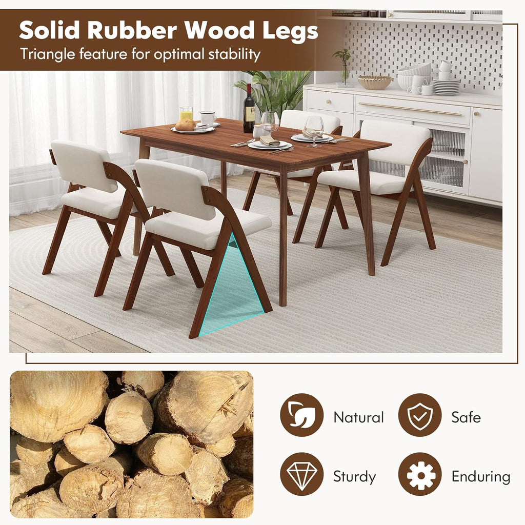 Byroce Folding Dining Chairs Set of 2, Non-Assembly Wood Kitchen Chairs with Upholstered Seat & Backrest, Portable Farmhouse Accent Furniture for Party, Wedding, Home Office, Walnut (1)