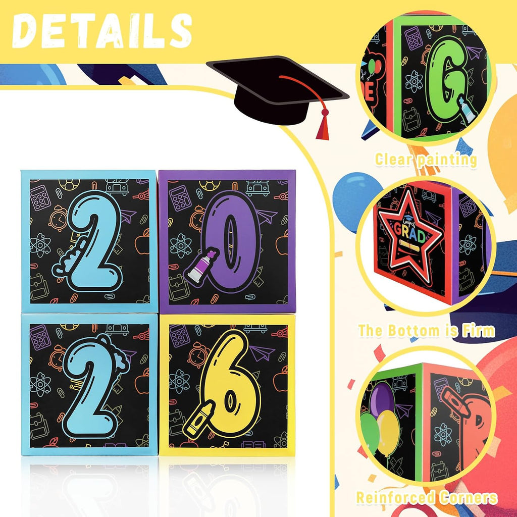4 Pcs 2026 Preschool Balloon Boxes Kindergarten Graduation Decorations Memorable Grad Party Supplies for for Pre K Congrats Indoor Outdoor Congrats Grad Home Door Decor