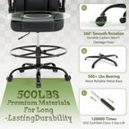 500LBS Drafting Chair, High Back Safer Standing Desk Chair, Executive Tall Office Chair with Flip-up Armrests, Upholstered PU Leather Task Chair, Ergonomic Seat with Adjustable Height&Foot Ring, Black
