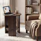chairus Round Side Table, 15.5" Small End Table with 2-Tier Open Storage, Modern Nightstand for Living Room Bedroom, Compact Accent Furniture for Small Spaces, Walnut