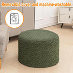 Round Pouf Ottoman 20 x 20 x 14 Inches Boho Poof Home Decor Floor Pouffe Ottoman Foot Rest for Couch Sofa Bean Bag Chairs Living Room Bedroom (Forest Green)