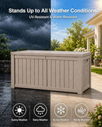 155 Gallon Waterproof Outdoor Storage Box, Large Lockable Deck Box, Indoor Outdoor Resin Storage Bench with Hydraulic Rod for Patio Furniture/Cushions/Garden Tools/Backyard/Pool Accessories, Brown