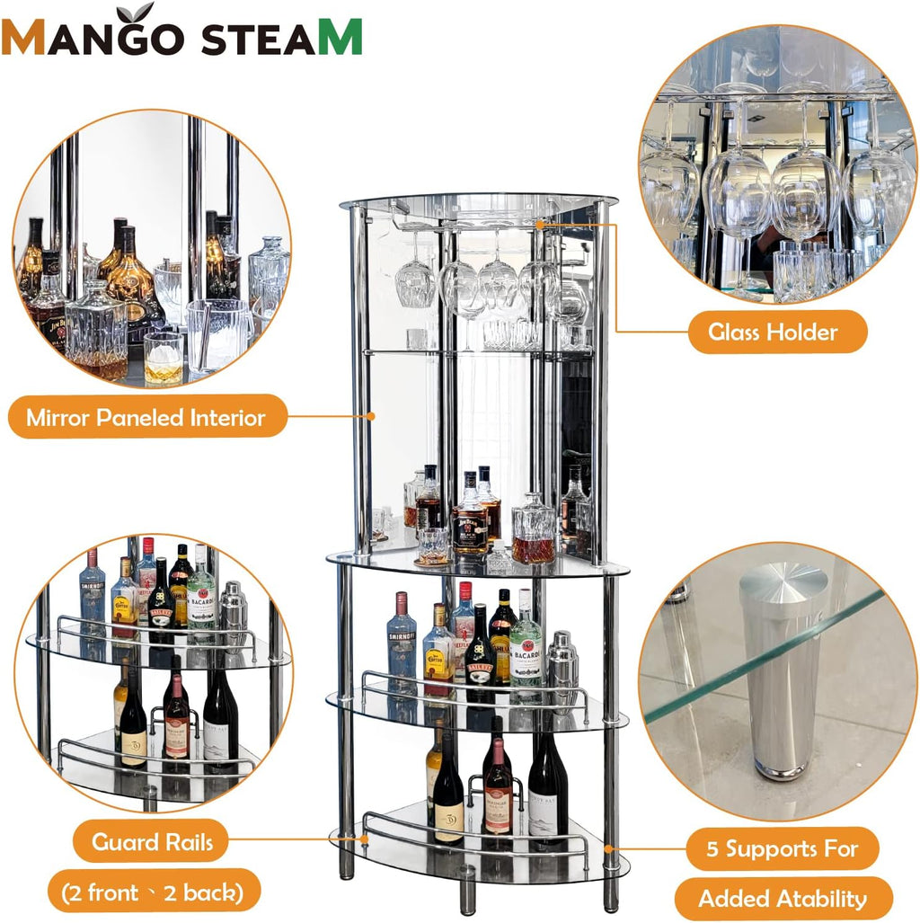 Mango Steam Contemporary Modern Home Entertainment Liquor Bar Catalina Table (Tower Bar, Clear)