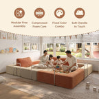 Acanva Modular Kids Play Couch for Playroom Bedroom, Children Sectional Sofa Bed, Toddler Furniture, Convertible Floor Cushion, Mix-Color