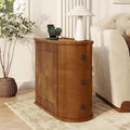 roomfitters 23.6" End Table, Charging Station and Drawers with Wooden Frame for Living Room, Light Walnut