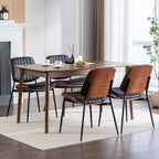 ODUSE-DAILY Mid Century Modern Dining Chairs Set of 8, Black Kitchen & Dining Room Chairs Set of 8, Upholstered PU Leather Kitchen Chairs, Sillas de Comedor, Metal Leg, Walnut Back (Black, 8 Pcs)