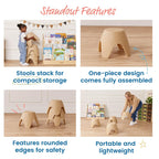 ECR4Kids Ayana Stackable Plastic Stool Seating Set, Children's Furniture, Sand, 4-Pack