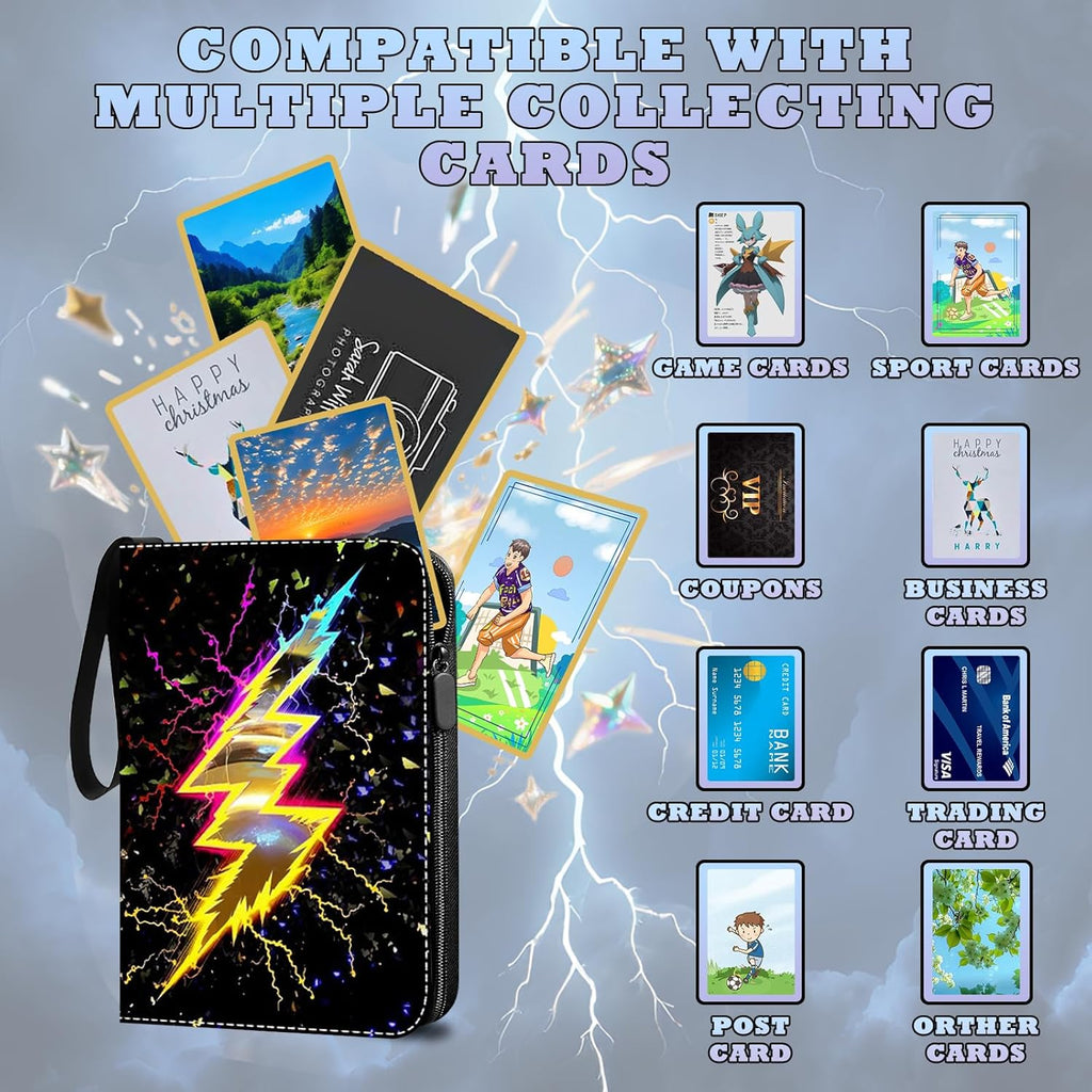 Trading Card Binder-440 Pockets Premium Trading Card Book, Double-Side Collectible Card Albums Compatible with Game/Baseball/Football/TCG Card, Waterproof PU Zippered Storage Card Holder