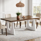 Tribesigns Large Dining Table for 6-8 People, 70.9" Wood Rustic Rectangular Table with White Wooden Legs, Farmhouse Center Kitchen Table for Dining Room, Living Room, Home Furniture (Brown & White)