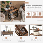 Giantex Lift Top End Table with Charging Station, Narrow Side Table with Hidden Storage, USB and Type-C Ports, Rolling Sofa Table with Lockable Wheels for Living Room Bedroom, Rustic Brown