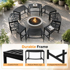 VINGLI Outdoor Metal Curved Bench, Weatherproof Fire Pit Bench Set of 8, Heavy Duty Steel Backless Benches, Metal Outside Seating for Garden, Patio, Plant Stand and Holder