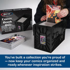 BCW Short Comic Book Bin | Holds 150 Comics | Stackable Plastic Storage | Acid-Free Organizer | Black, 10 Pack