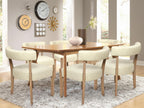 RNKSFX Modern Dining Chairs Set of 6, Faux Leather Upholstered Kitchen & Dining Room Chairs, Mid Century Modern Wooden Dining Chairs Oversized Sturdy Rounded Chairs Curved Back, Beige