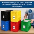 BCW Short Comic Book Bin | Holds 150 Comics | Stackable Plastic Storage | Acid-Free Organizer | Black, 10 Pack