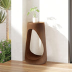 ø11.6'' Side Table End Table for Living Room, Modern Farmhouse Countryside Style, Magnesium Oxide & Lightweight Concrete Material for Indoor & Outdoor, No Assembly, Wood Grain, Antique Brown