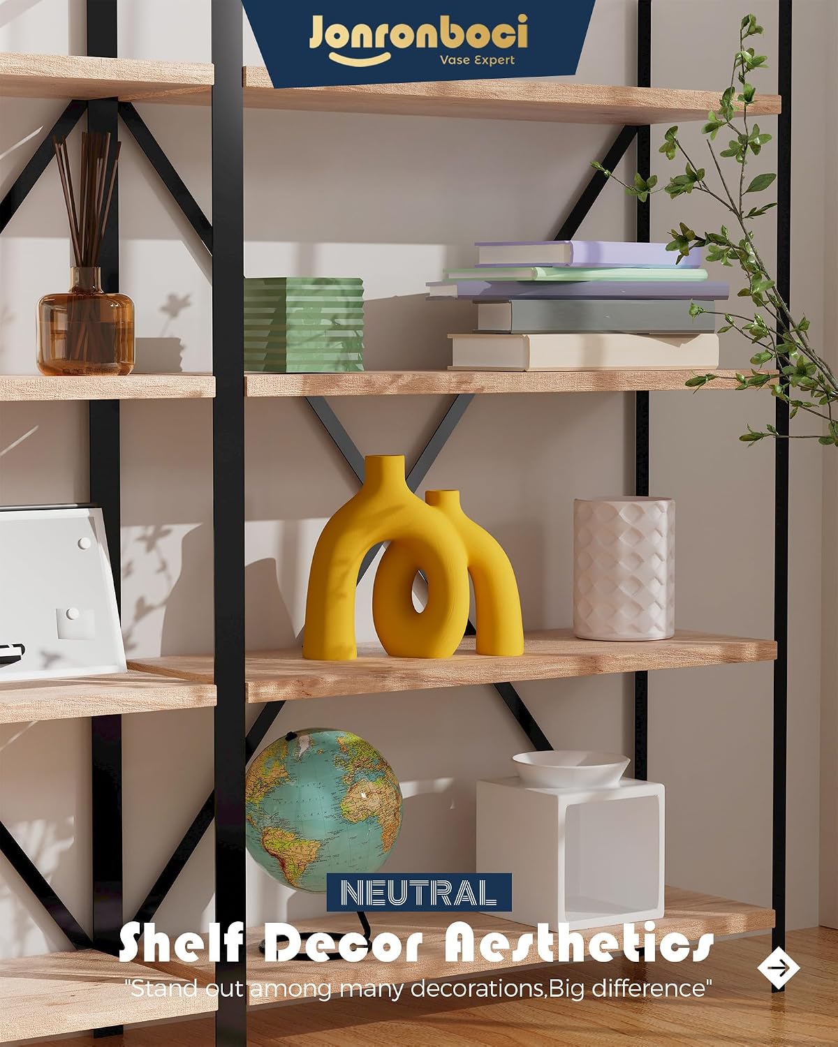 Hug Donut Decorative Vase Set - Yellow Vase, Modern Nordic Boho Style Vases Home Decor, Matte Ceramic Decorations for Living Room Shelf, Bookshelf Mantle Entryway Table or Console Décor (Yellow)