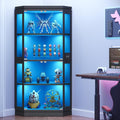 Jocoevol Corner Display Cabinet with 4 Glass Doors, 4-Tier Display Cases with RGB Lights for Collectibles, 67'' Tall Corner Curio Cabinet with Human Body Sensor for Living/Game Room (Black)
