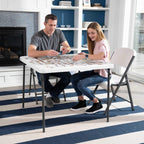 LIFETIME 80783 37-Inch Commercial Grade Square Folding Card Table, White Granite